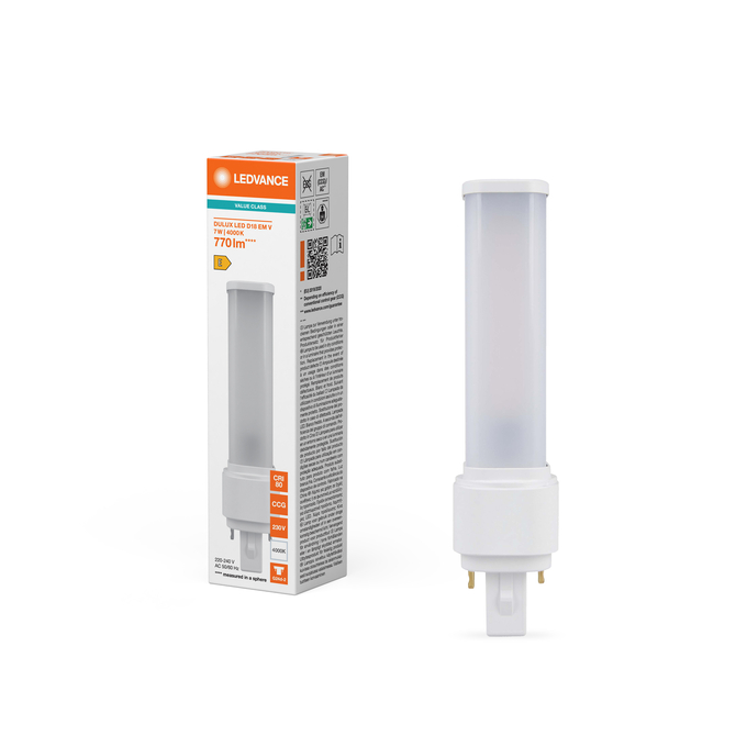 DULUX LED D18 EM & AC MAINS V 7W 840 G24D-2 | DULUX LED D EM